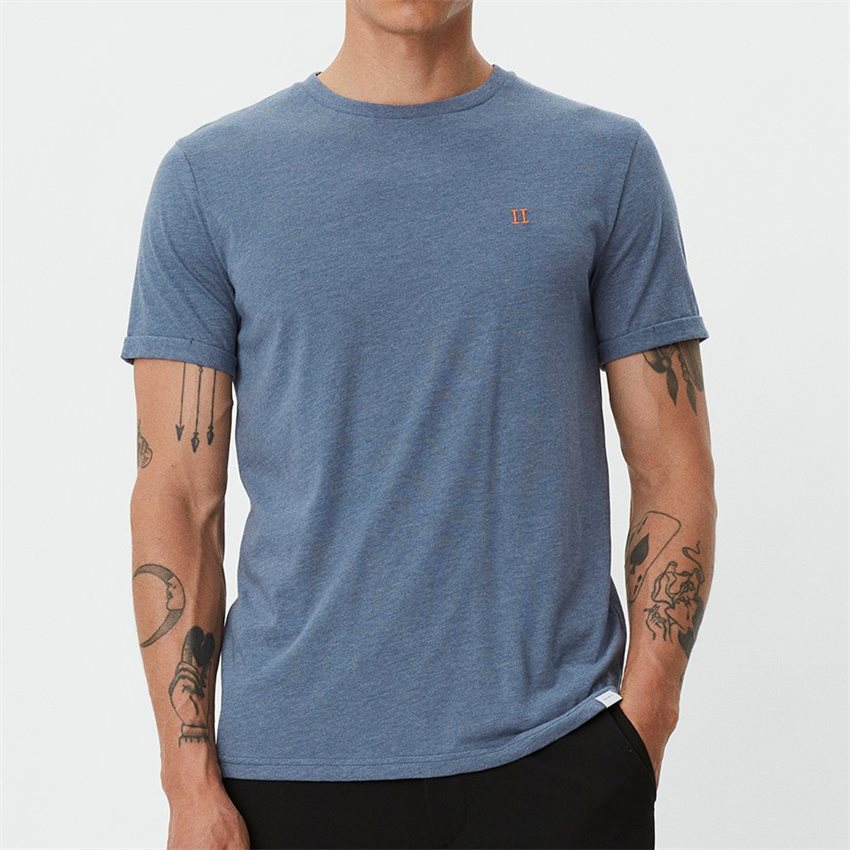 Les Deux T-shirts NØRREGAARD T-SHIRT LDM101008 CHINA BLUE MEL/ORANGE
